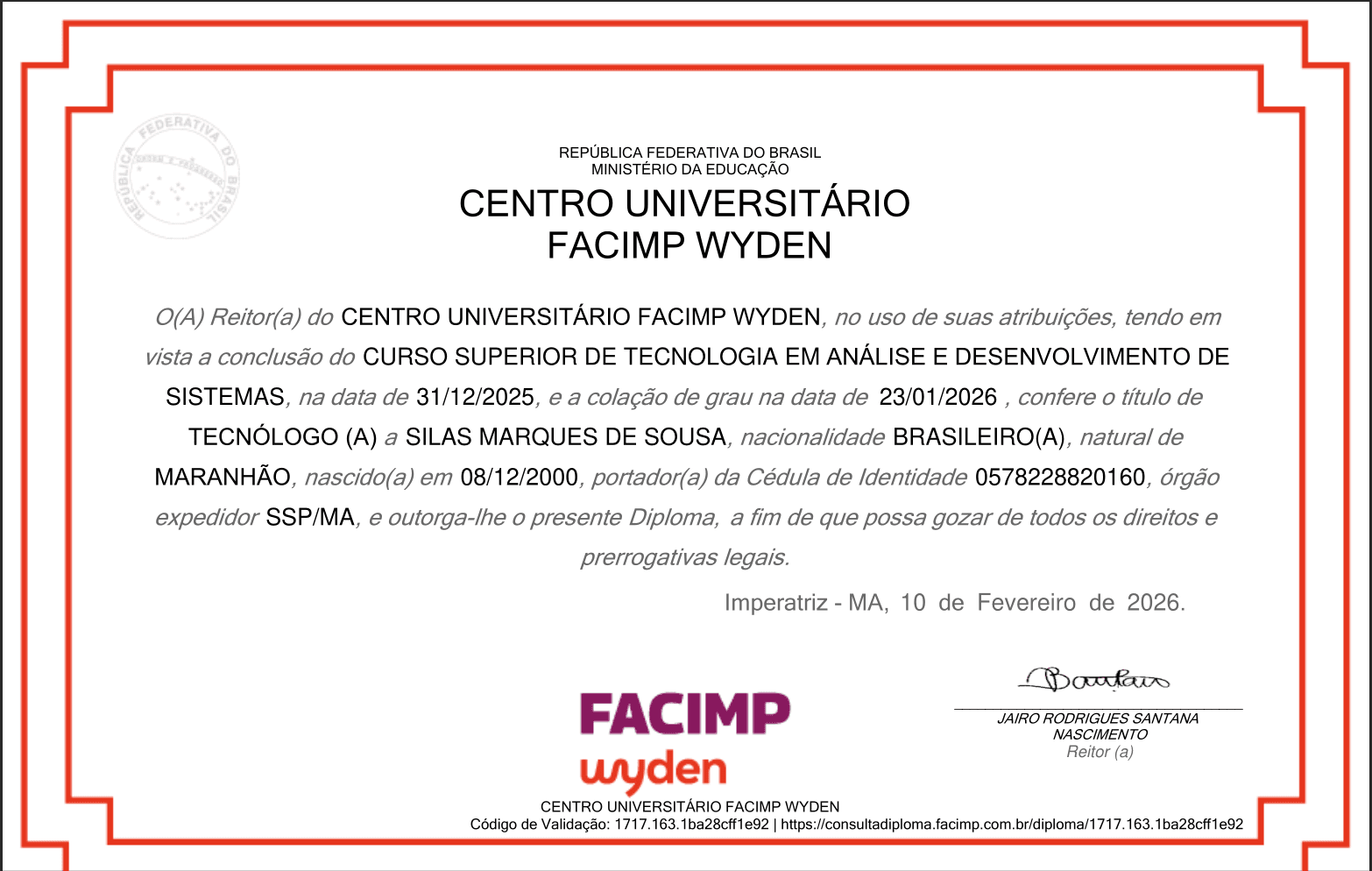 CENTRO UNIVERSITÁRIO FACIMP WYDEN