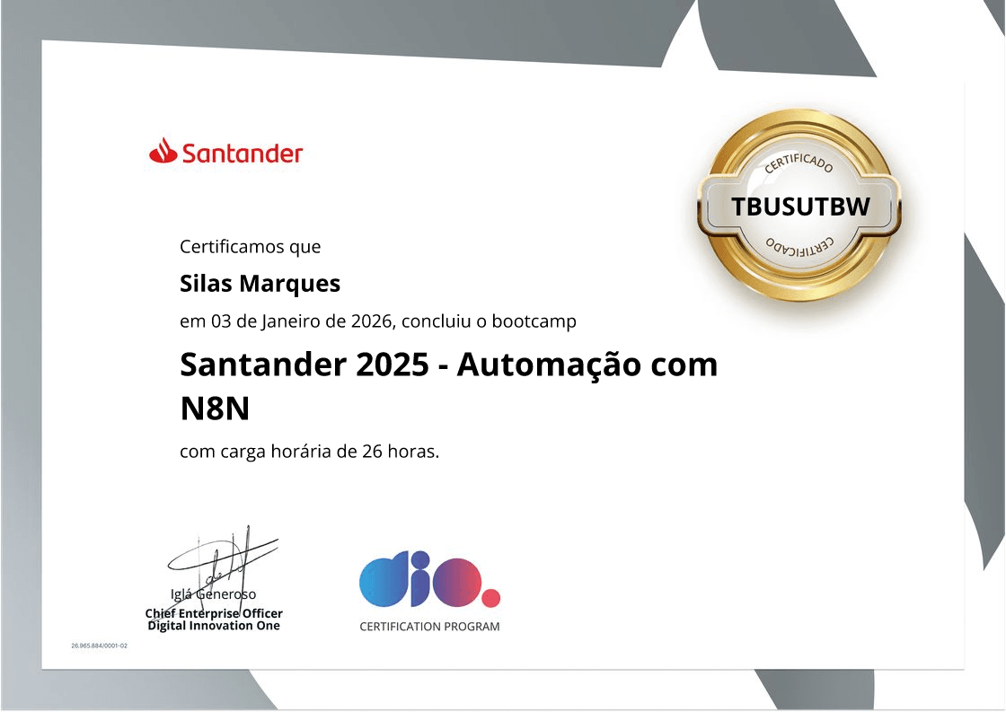 CERTIFICADO - AUTOMAÇÃO COM N8N