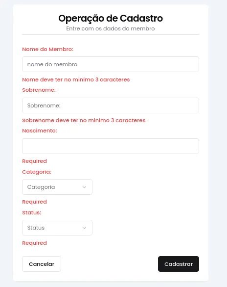Mini App de controlde membros de uma Igreja - 1