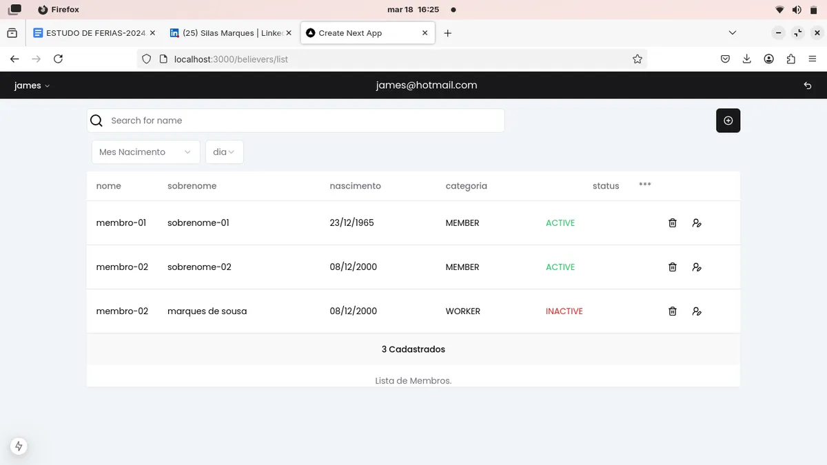 Mini App de controlde membros de uma Igreja - 2