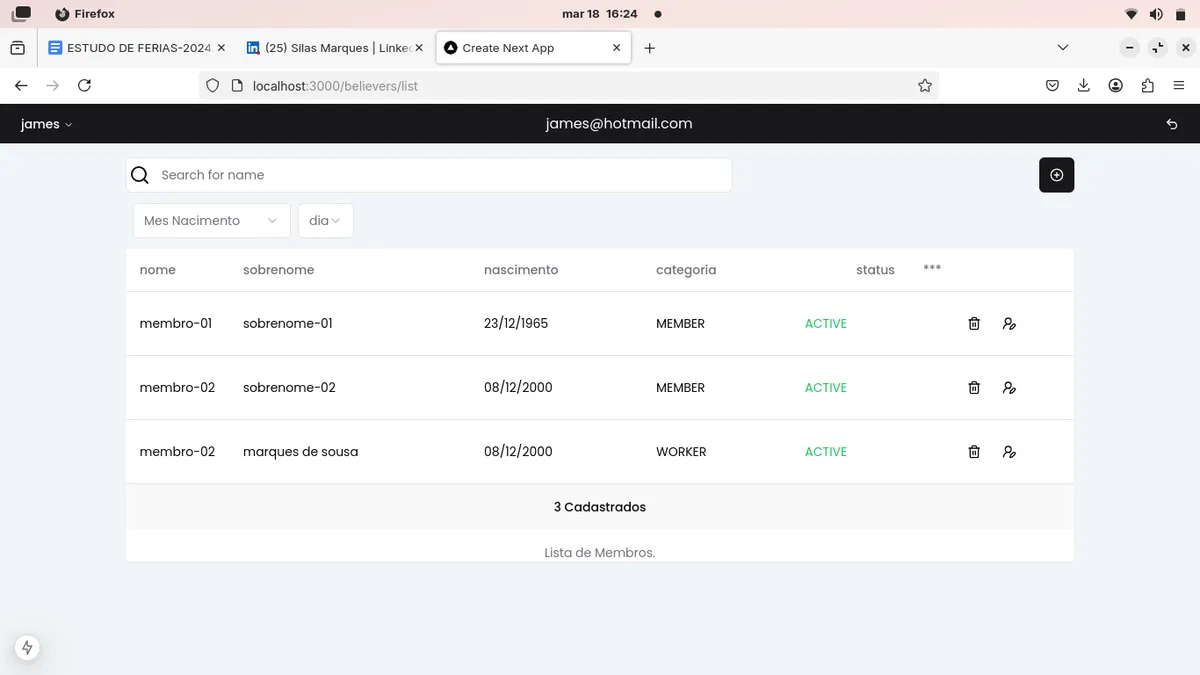 Mini App de controlde membros de uma Igreja - 3
