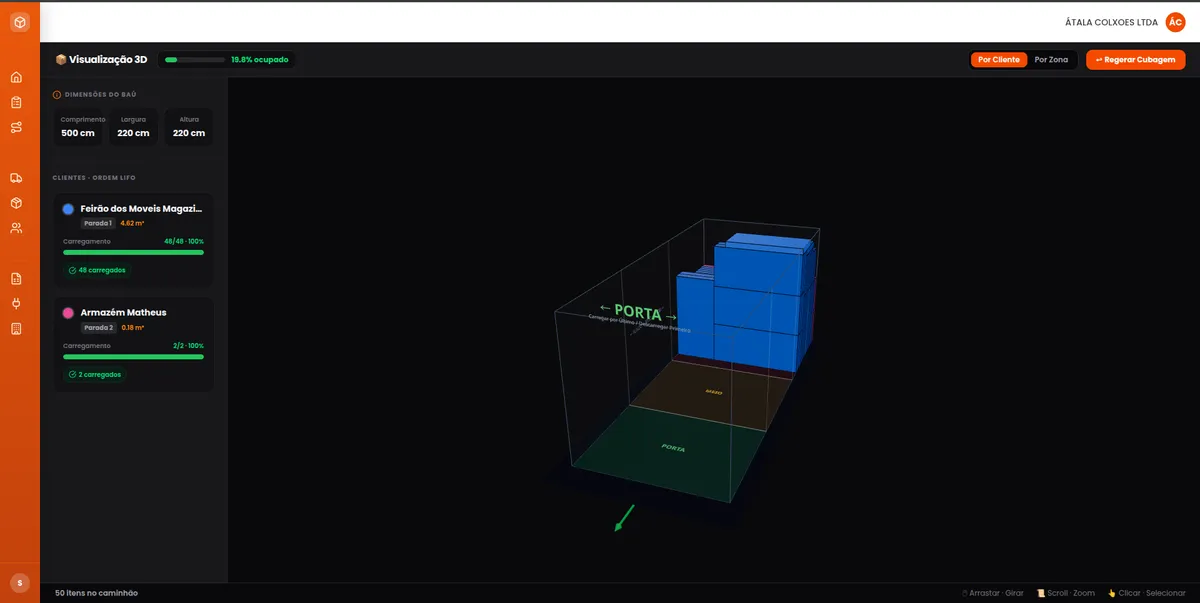 🚀 Apresentando o 3D-Loading-Sim: Revolucionando a Logística de Cubagem e Roteirização! 📦🚛