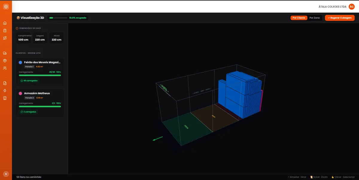 🚀 Apresentando o 3D-Loading-Sim: Revolucionando a Logística de Cubagem e Roteirização! 📦🚛